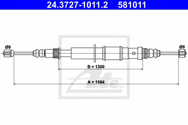 24.3727-1011.2 ATE Brake System Cable, parking brake