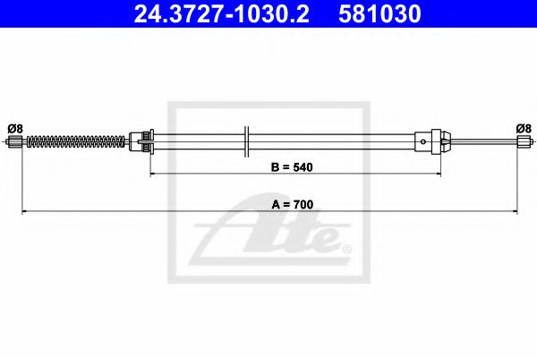 24.3727-1030.2 ATE Brake System Cable, parking brake