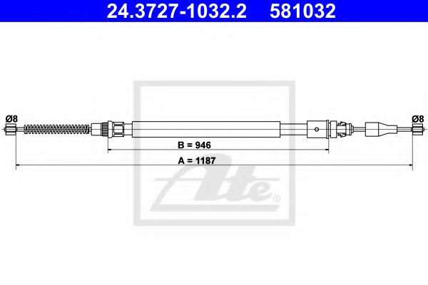 24.3727-1032.2 ATE Brake System Cable, parking brake
