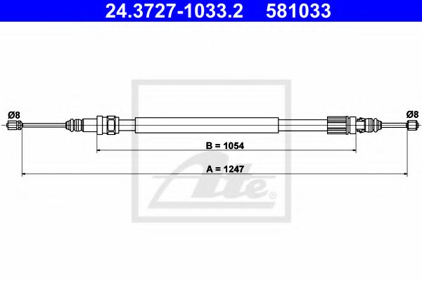 24.3727-1033.2 ATE Brake System Cable, parking brake