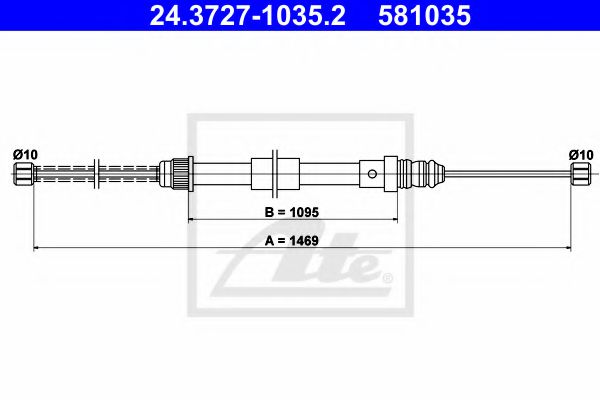 24.3727-1035.2 ATE Brake System Cable, parking brake