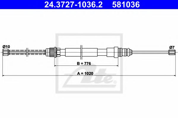 24.3727-1036.2 ATE Brake System Cable, parking brake