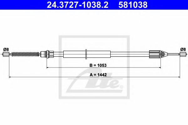 24.3727-1038.2 ATE Cable, parking brake