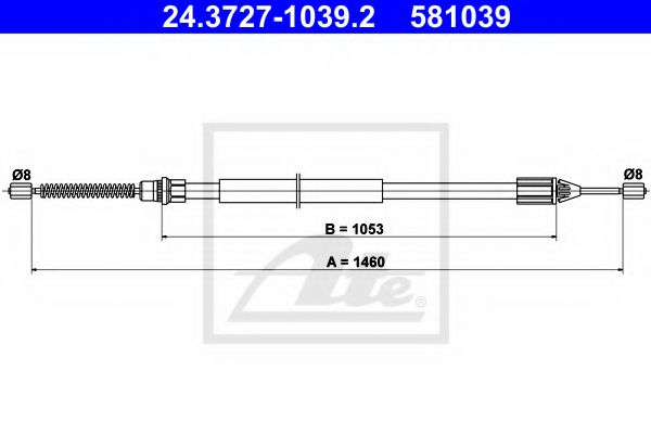 24.3727-1039.2 ATE Brake System Cable, parking brake