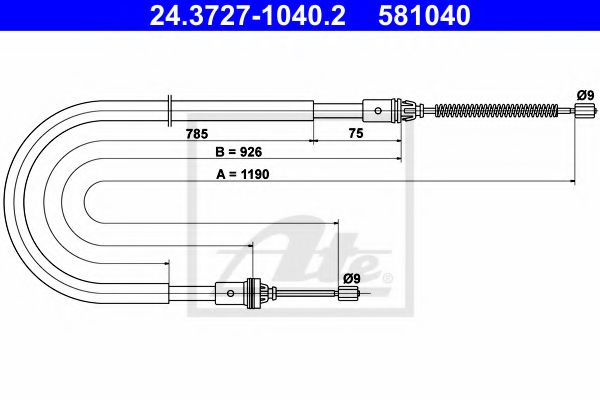 24.3727-1040.2 ATE Cable, parking brake