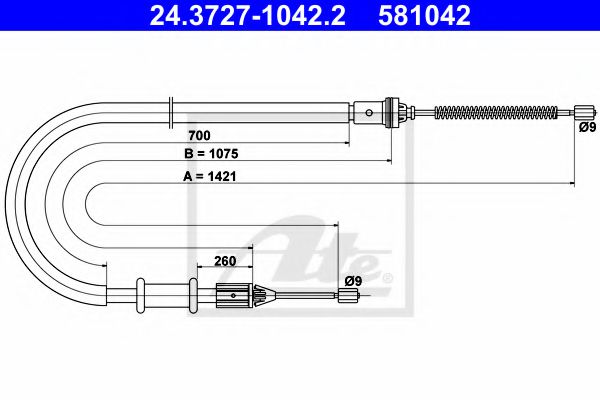 24.3727-1042.2 ATE Brake System Cable, parking brake