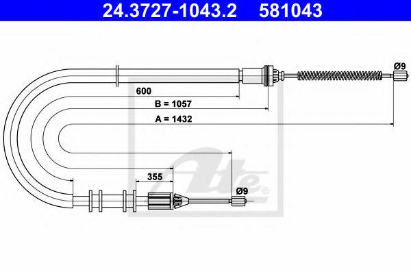 24.3727-1043.2 ATE Brake System Cable, parking brake