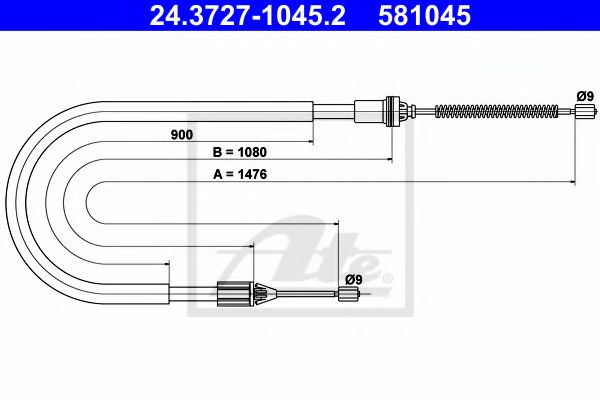 24.3727-1045.2 ATE Brake System Cable, parking brake
