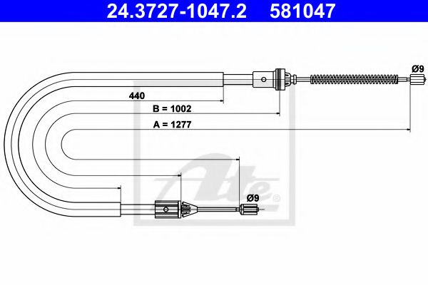 24.3727-1047.2 ATE Brake System Cable, parking brake