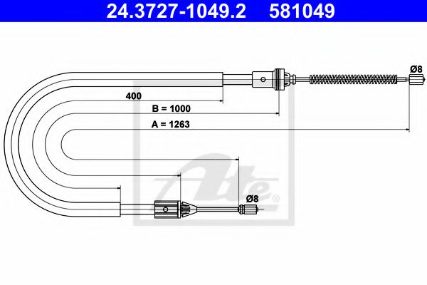 24.3727-1049.2 ATE Cable, parking brake
