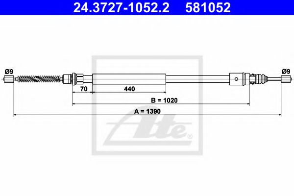 24.3727-1052.2 ATE Brake System Cable, parking brake