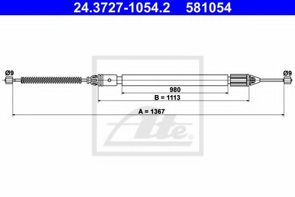 24.3727-1054.2 ATE Brake System Cable, parking brake