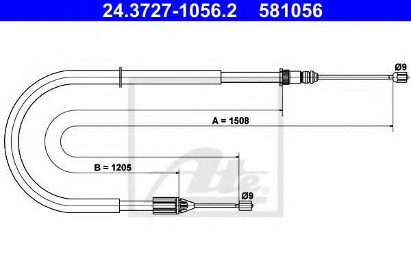24.3727-1056.2 ATE Brake System Cable, parking brake