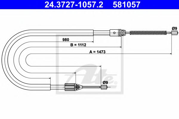 24.3727-1057.2 ATE Brake System Cable, parking brake