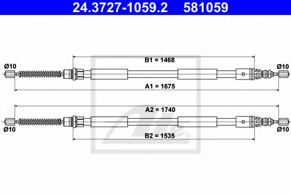 24.3727-1059.2 ATE Brake System Cable, parking brake