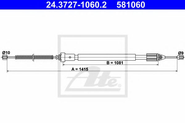24.3727-1060.2 ATE Brake System Cable, parking brake
