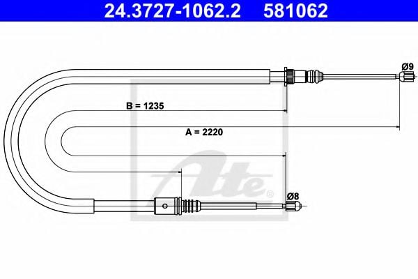 24.3727-1062.2 ATE Brake System Cable, parking brake