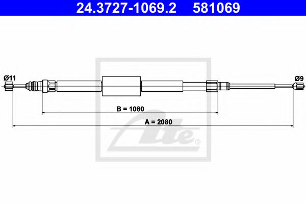 24.3727-1069.2 ATE Cable, parking brake