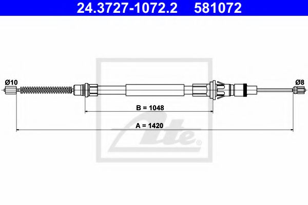 24.3727-1072.2 ATE Brake System Cable, parking brake