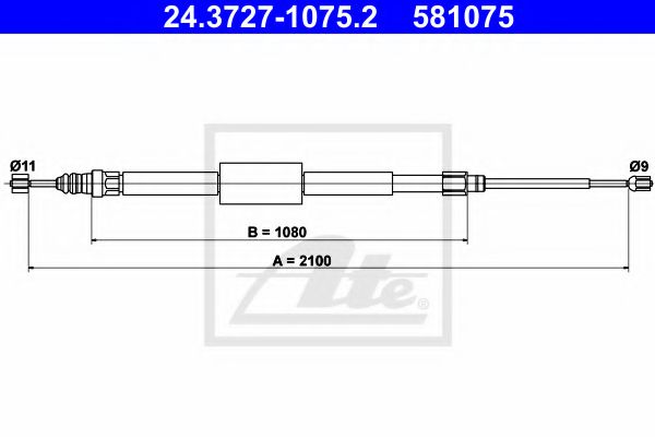 24.3727-1075.2 ATE Brake System Cable, parking brake