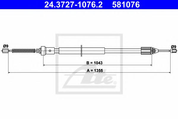 24.3727-1076.2 ATE Brake System Cable, parking brake
