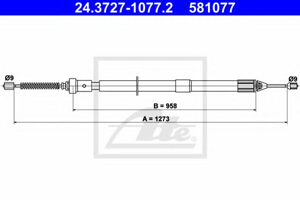 24.3727-1077.2 ATE Brake System Cable, parking brake