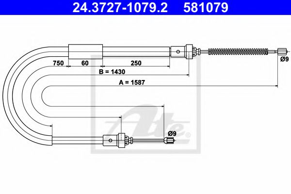 24.3727-1079.2 ATE Brake System Cable, parking brake