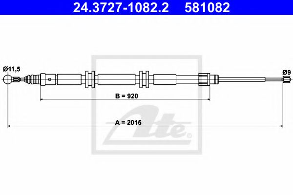 24.3727-1082.2 ATE Brake System Cable, parking brake