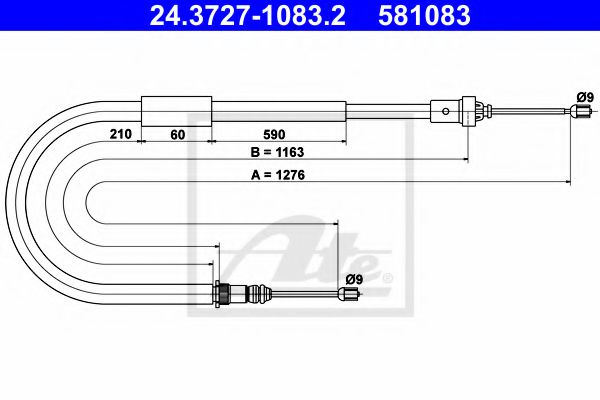 24.3727-1083.2 ATE Cable, parking brake