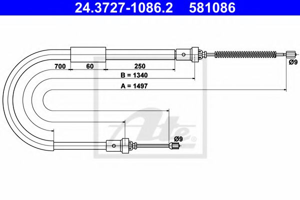 24.3727-1086.2 ATE Cable, parking brake