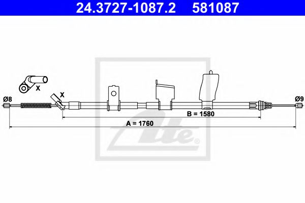 24.3727-1087.2 ATE Brake System Cable, parking brake