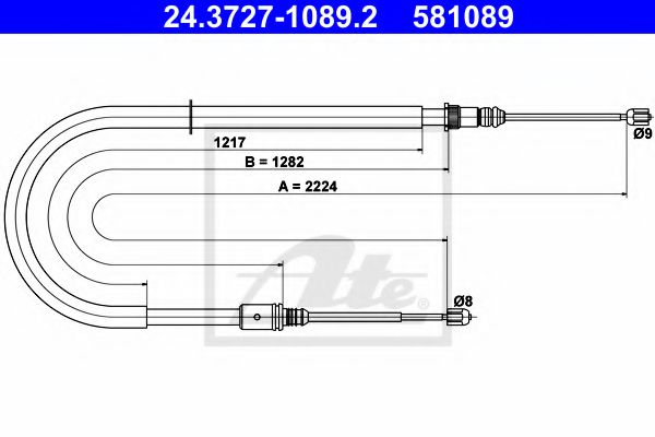 24.3727-1089.2 ATE Brake System Cable, parking brake