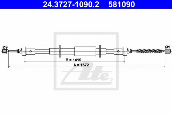 24.3727-1090.2 ATE Brake System Cable, parking brake