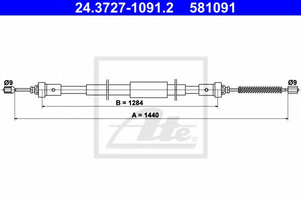 24.3727-1091.2 ATE Brake System Cable, parking brake