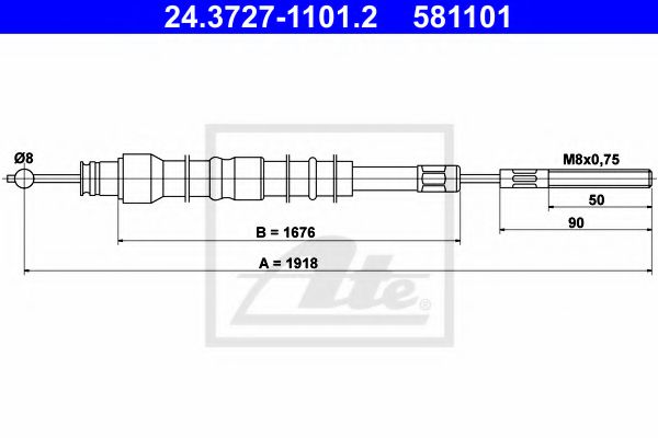 24.3727-1101.2 ATE Brake System Cable, parking brake