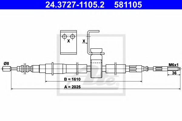 24.3727-1105.2 ATE Brake System Cable, parking brake