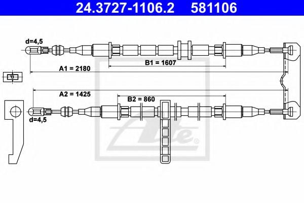 24.3727-1106.2 Brake System Cable, parking brake