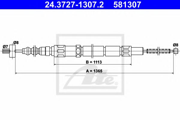 24.3727-1307.2 ATE Brake System Cable, parking brake
