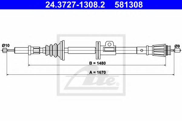 24.3727-1308.2 ATE Brake System Cable, parking brake