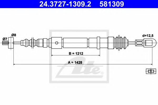 24.3727-1309.2 ATE Brake System Cable, parking brake