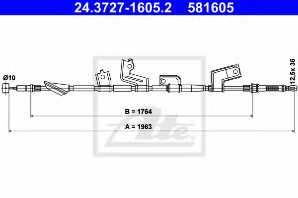 24.3727-1605.2 ATE Brake System Cable, parking brake
