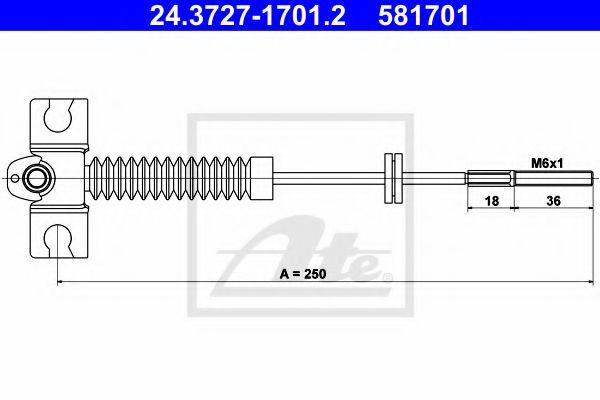 24.3727-1701.2 ATE Brake System Cable, parking brake