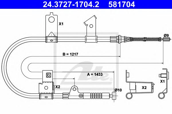 24.3727-1704.2 ATE Brake System Cable, parking brake