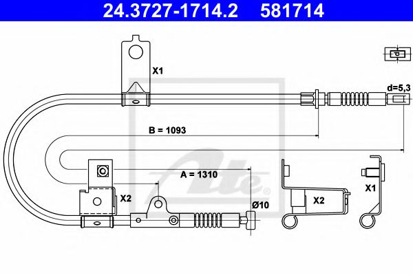 24.3727-1714.2 ATE Brake System Cable, parking brake