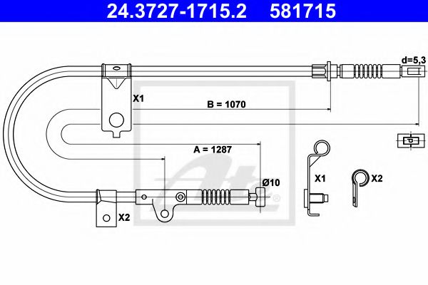 24.3727-1715.2 ATE Brake System Cable, parking brake
