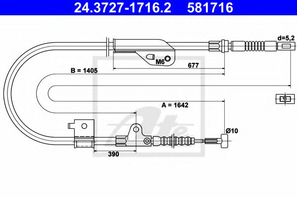24.3727-1716.2 ATE Brake System Cable, parking brake