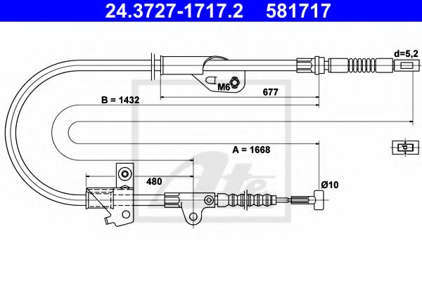 24.3727-1717.2 ATE Brake System Cable, parking brake