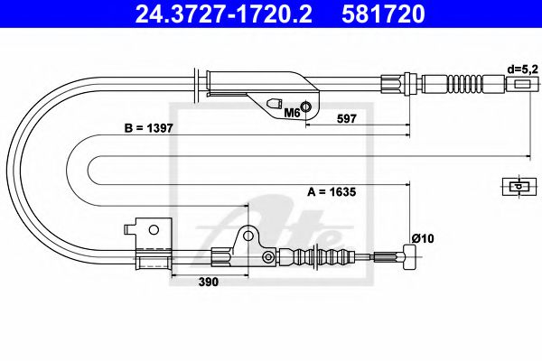 24.3727-1720.2 ATE Brake System Cable, parking brake