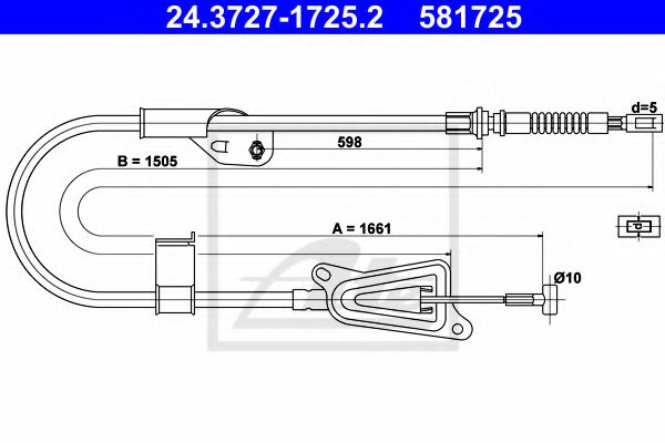 24.3727-1725.2 ATE Brake System Cable, parking brake