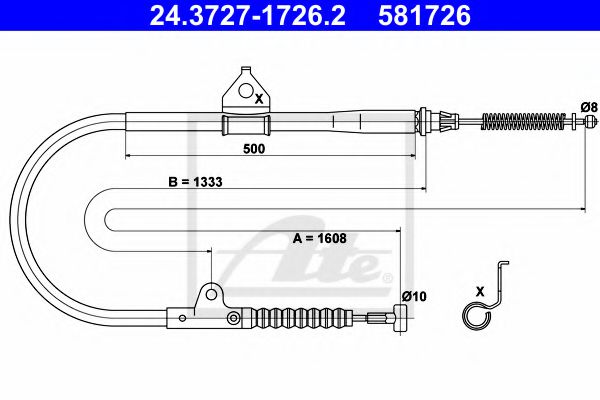 24.3727-1726.2 ATE Brake System Cable, parking brake